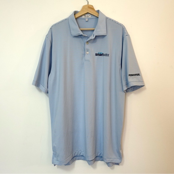 Peter Millar Summer Comfort Blue White Stripe Performance Polo - Picture 1 of 5